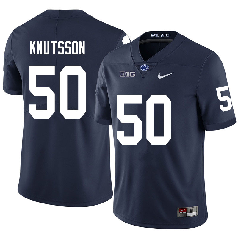 Men #50 WIll Knutsson Penn State Nittany Lions College Football Jerseys Sale-Navy